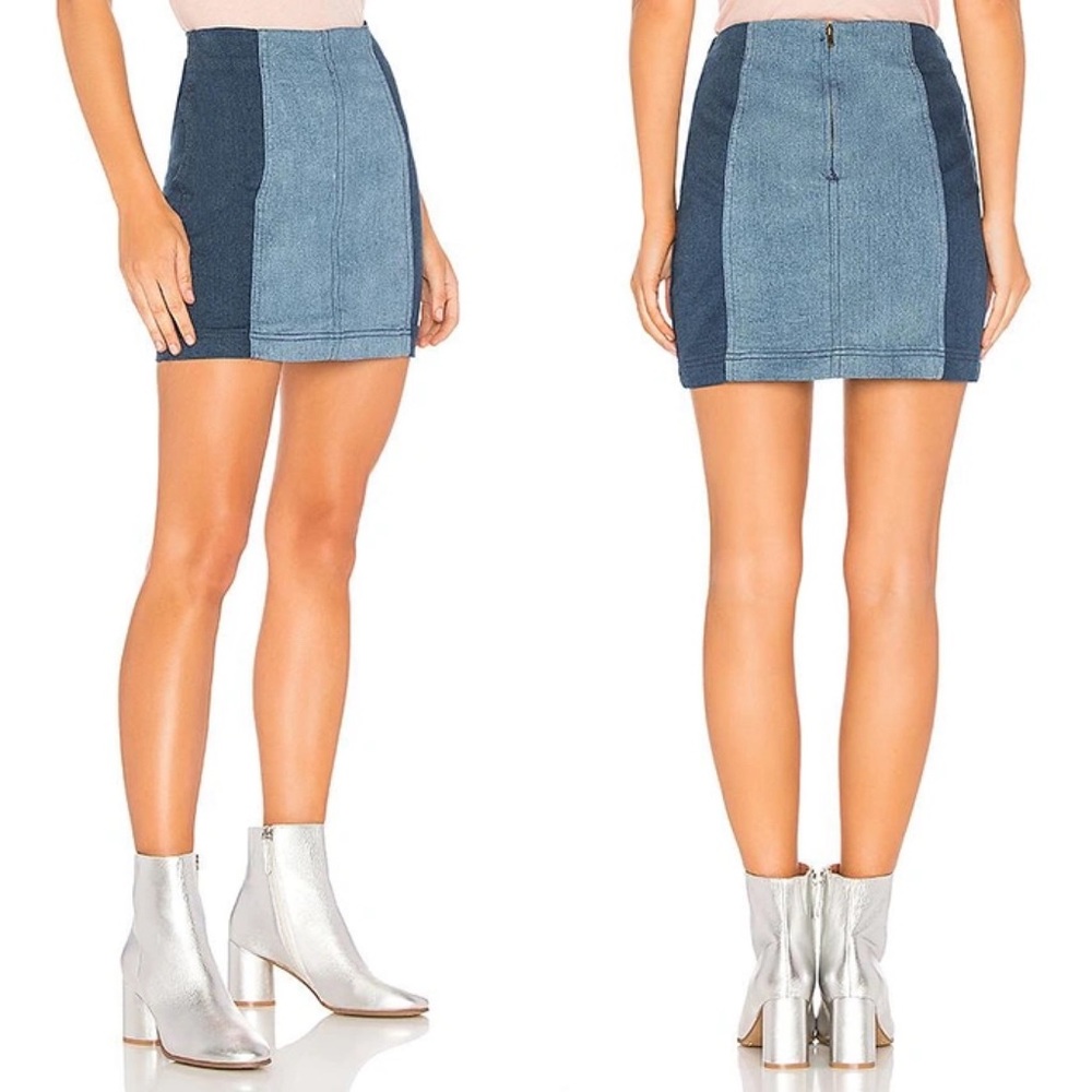 Free People Modern Femme Color Block Mini Skirt in Dark Blue - Picture 7 of 7